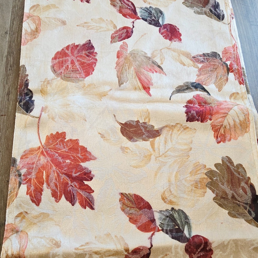 Autumn Leaves Table‎ Runner Tassel Accent Fall Decor Silky